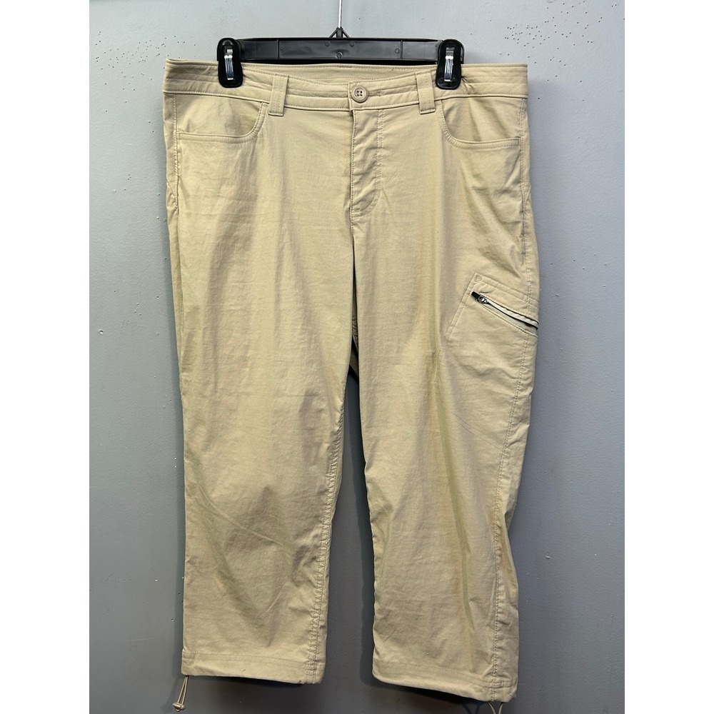 Eddie Bauer Chino Pants Women 12 Khaki Horizon Guide Crop Stretch Hiking Utility